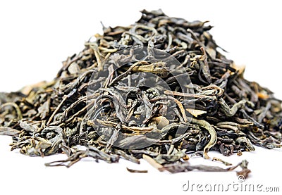 A bunch of dry green unpressed tea with flavors Stock Photo