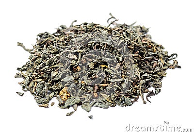 A bunch of dry green unpressed tea with flavors Stock Photo