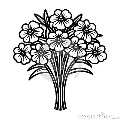 Bunch of flowers silhouette icon in black color. Vector template for tattoo or laser cutting Stock Photo