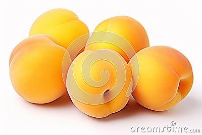 Bunch of fresh apricot fruits on white background Stock Photo