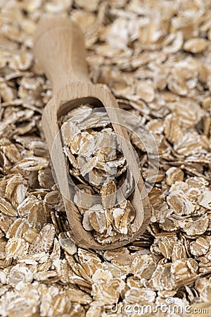 a bunch of fresh dry oatmeal flakes for making porridge Stock Photo