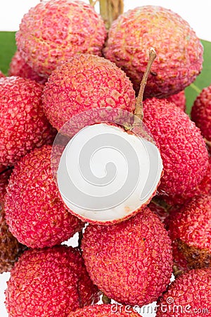 Bunch of fresh lychee Stock Photo
