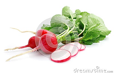 Bunch fresh radish with cut Stock Photo