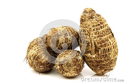 A bunch of fresh taro root (colocasia) Stock Photo