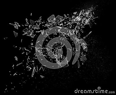 Glass shards flying Stock Photo