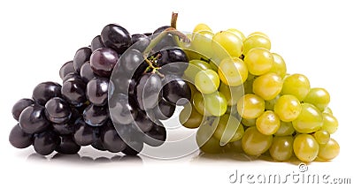 Bunch of green and blue grape isolated on white background Stock Photo