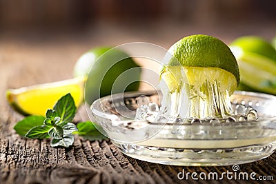 Bunch of green limes. Stock Photo