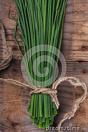 Bunch green onion chives Stock Photo