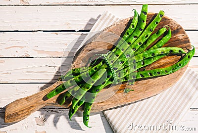 Bunch of grilled green runner beans Stock Photo