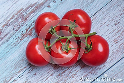 A bunch of red greenhouse tomatoes from Quebec Stock Photo