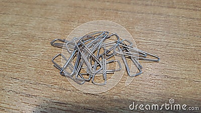 Bunch of paper clips on the table Stock Photo