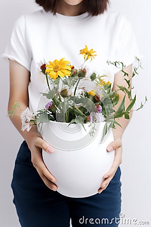 bunch poppy beautiful decoration bouquet vase background sunshine floral red flower. Generative AI. Stock Photo