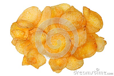 A bunch of potato chips with bacon flavor. Isolated Stock Photo