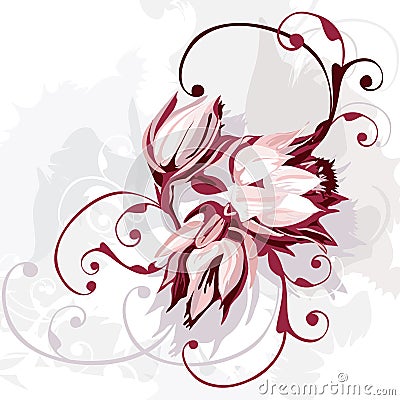 Bunch of purple flowers Vector Illustration