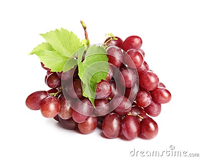 Bunch of red fresh ripe juicy grapes isolated Stock Photo