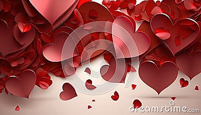 a bunch of red hearts are flying in the air togeth Stock Photo