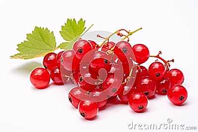 Bunch of Redcurrant fruits on white background Stock Photo