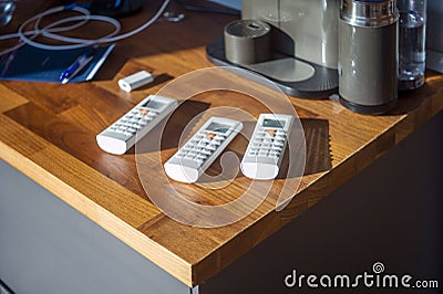 Bunch of remote controls Stock Photo