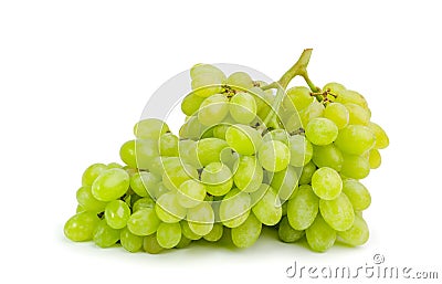 Bunch of ripe and juicy green grapes on a white background Stock Photo