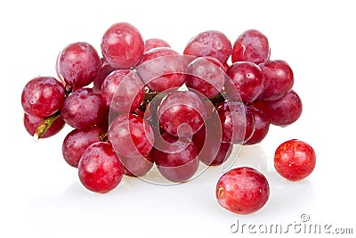 Bunch of ripe pink grapes isolated Stock Photo