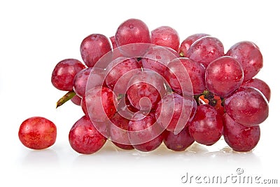 Bunch of ripe pink grapes isolated Stock Photo