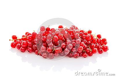 Bunch ripe red currant isolated on white Stock Photo