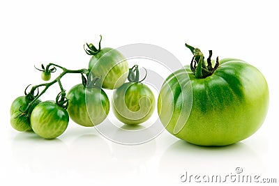 Bunch of Ripe Yellow and Green Tomatoes Isolated Stock Photo