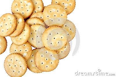 A bunch of round salted crackers Stock Photo