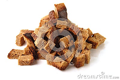 Bunch of rye bread croutons Stock Photo