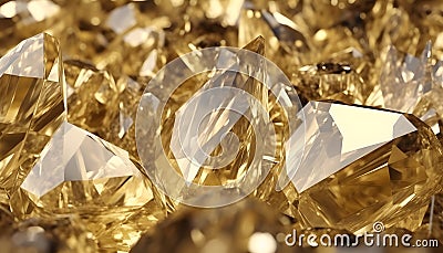 A scattered collection of sparkling gold diamonds. AI Generated Stock Photo