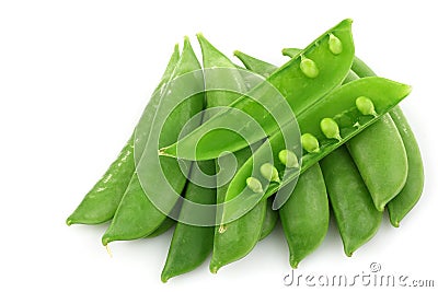 Bunch of sugar snaps with one opened pod Stock Photo