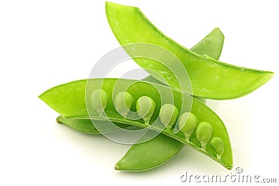 Bunch of sugar snaps with one opened pod Stock Photo