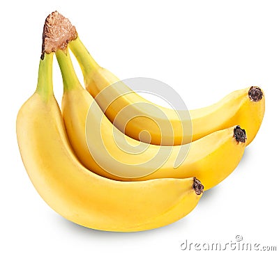 Bunch of three bananas isolated on a white background Stock Photo