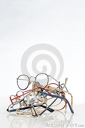 Bunch of unneeded glasses to recycle to Third World Stock Photo