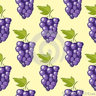Bunch of vector grapes seamless background Vector Illustration