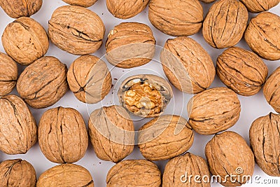 A bunch of walnuts on a white background Stock Photo