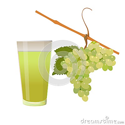 Grape and glass of juice Vector Illustration