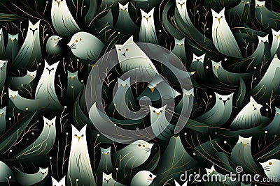 a bunch of white owls in a field Stock Photo