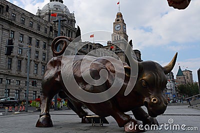 The bund bull in Shanghai Editorial Stock Photo