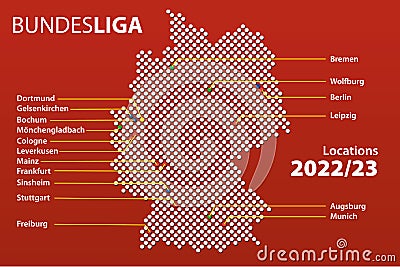 Bundesliga location 2022 23 Vector Illustration