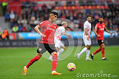 The Bundesliga match FC Bayer 04 Leverkusen vs Red Bull Leipzig Editorial Stock Photo