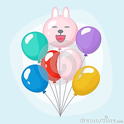 Bundle balloons. Colorful joyful bunch of party air balloons vector cartoon set Vector Illustration
