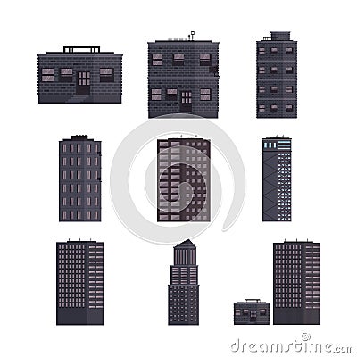 Bundle of buildings streets icons Vector Illustration