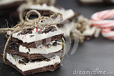 Bundle of Chocolate Peppermint Bark Stock Photo