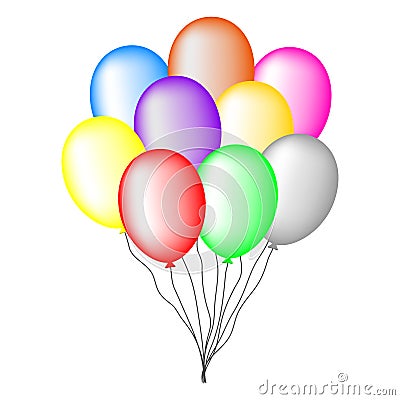 Bundle of Colored Balloons isolated on white background. Vector Illustration for Your Design. Vector Illustration