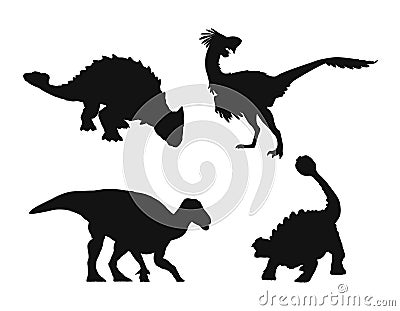 Bundle of Dinosaurs set Silhouettes Vector.zip, Dinosaurs set Silhouettes Vector Stock Photo