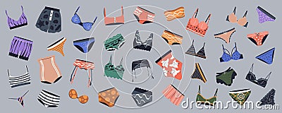 isolated flat vector set of various lingerie. Vector Illustration