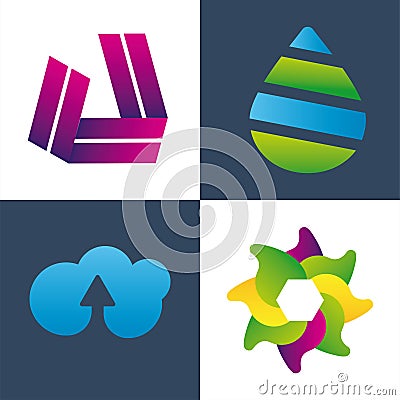 Bundle of four logos company set icons Vector Illustration