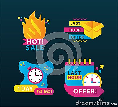 bundle of four sale countdowns letterings icons Vector Illustration