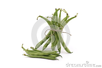 Bundle green beans bonded with jute rope Stock Photo